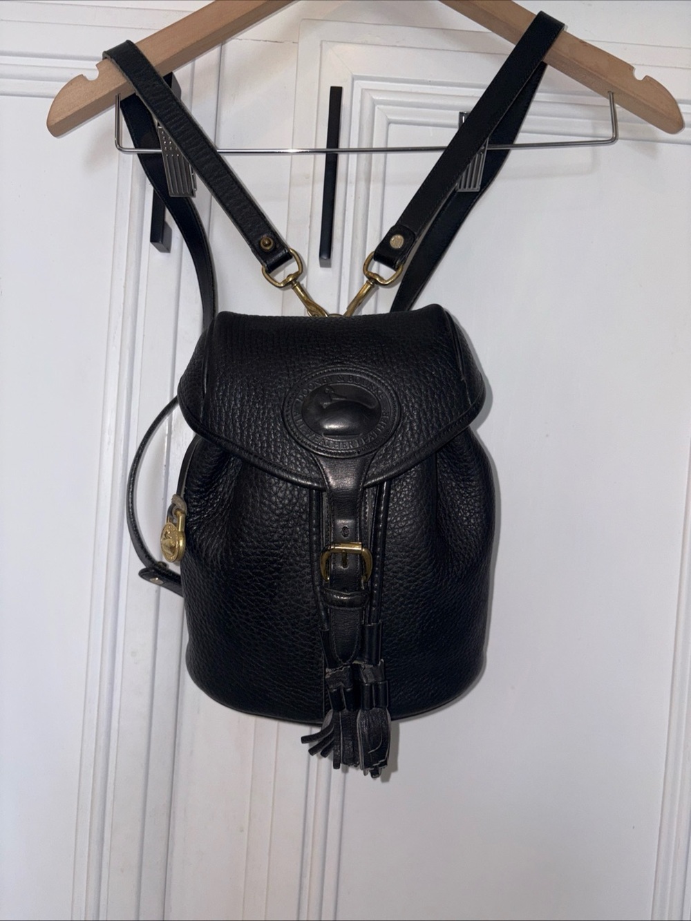 EUC Vintage Dooney & Bourke Black Pebbled Leather  Backpack Made In USA Rare!